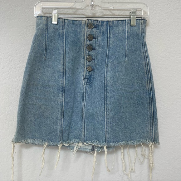 GRLFRND Twiggy Denim Mini Skirt High Rise Size 26 - Picture 2 of 5